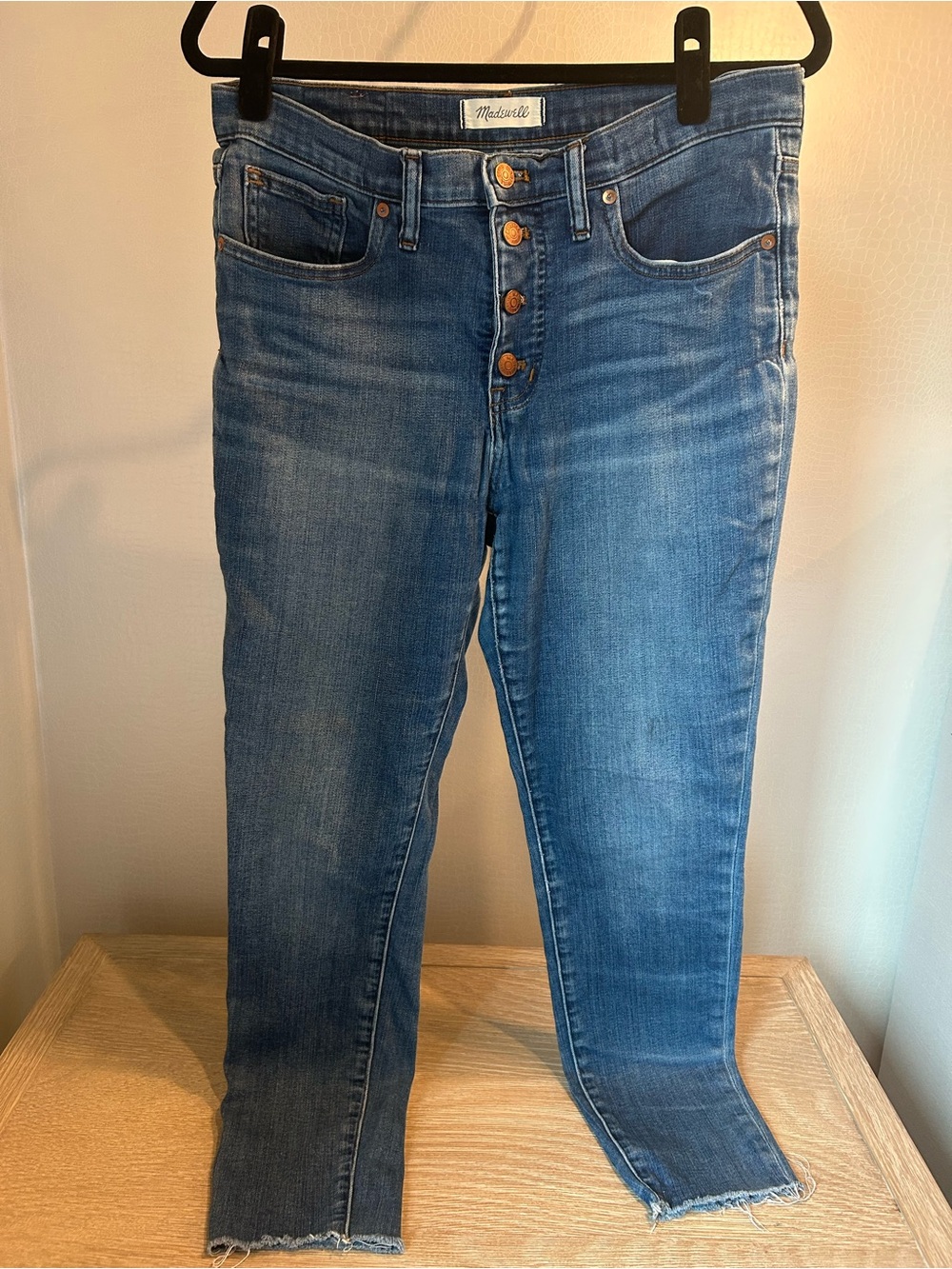 Madewell Medium Blue High-Rise Button-Fly Cropped Jeans